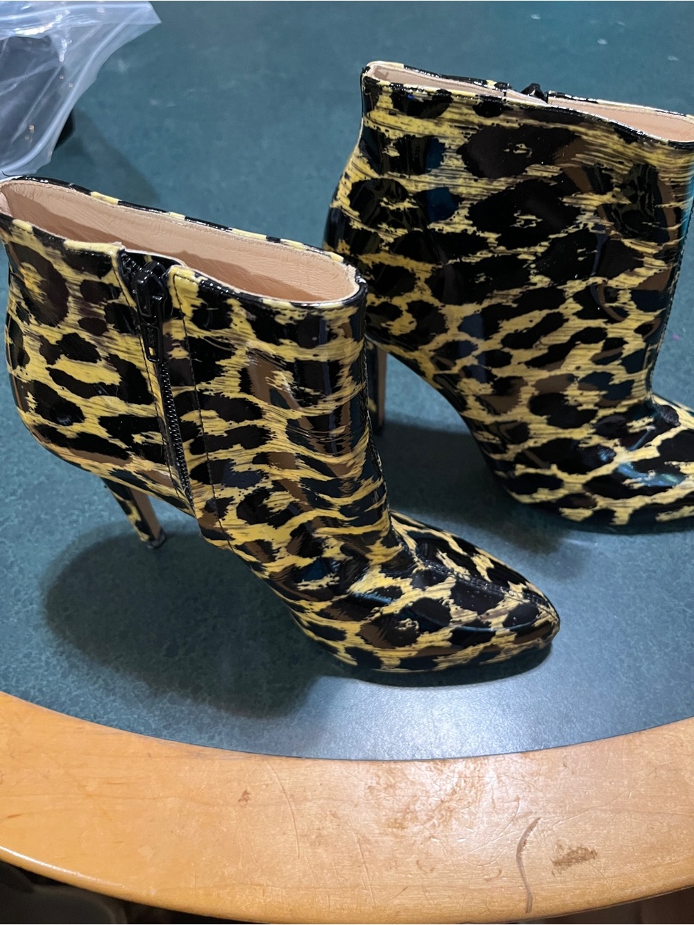 Anne Klein Women’s Leopard Print Ankle Boots - Yellow/Black 7